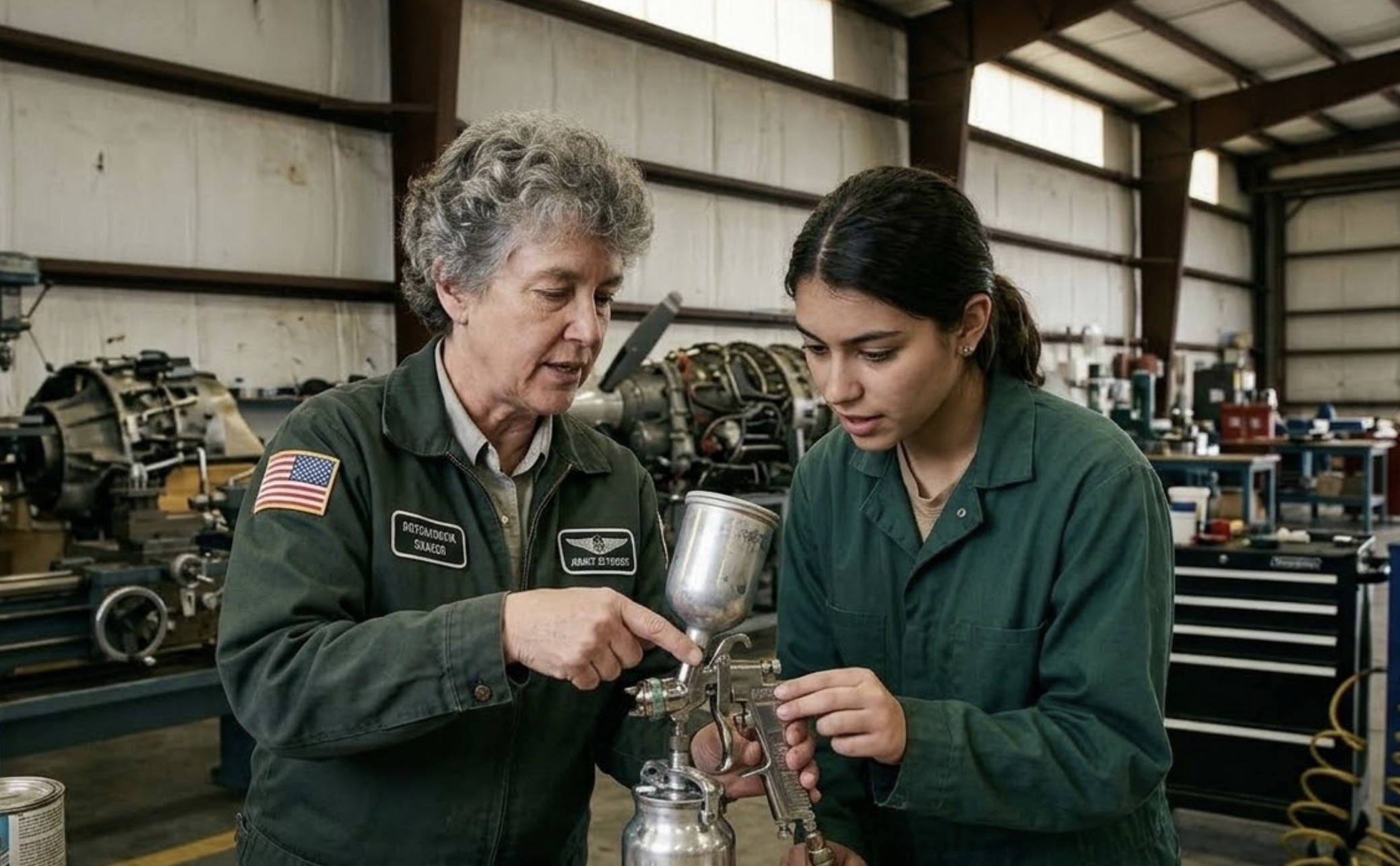 APA instructor teaching spray gun technique
