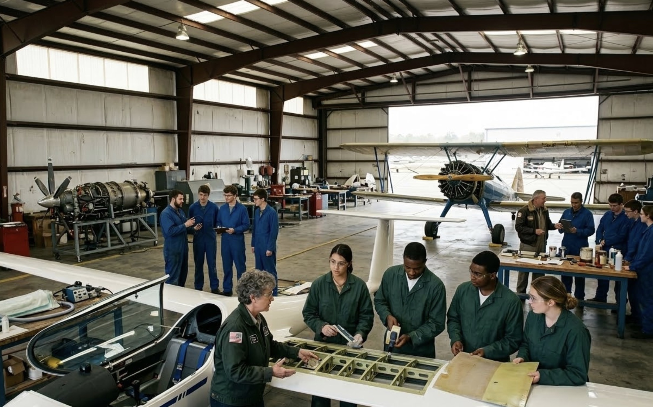 APA aircraft painting training in hangar